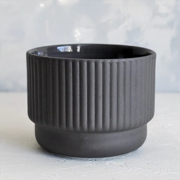 Archive Studio ribbed dark grey cappuccino mug