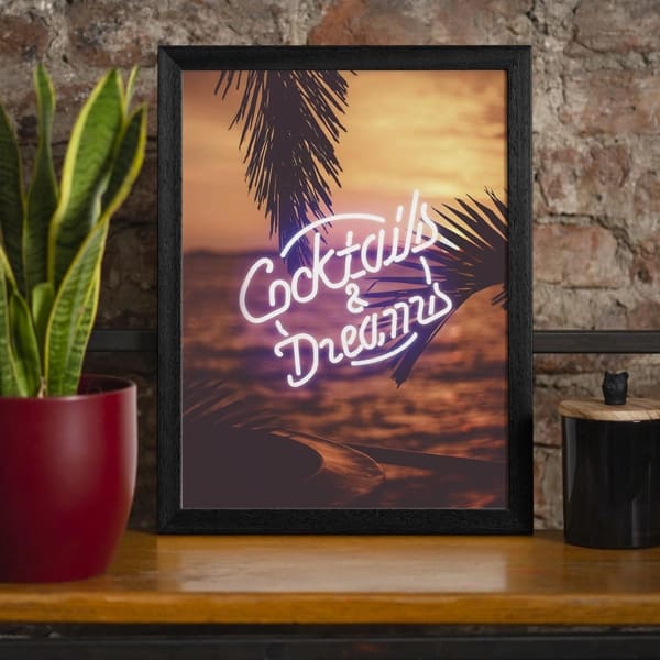 Cocktails and Dreams Sunset Neon Print
